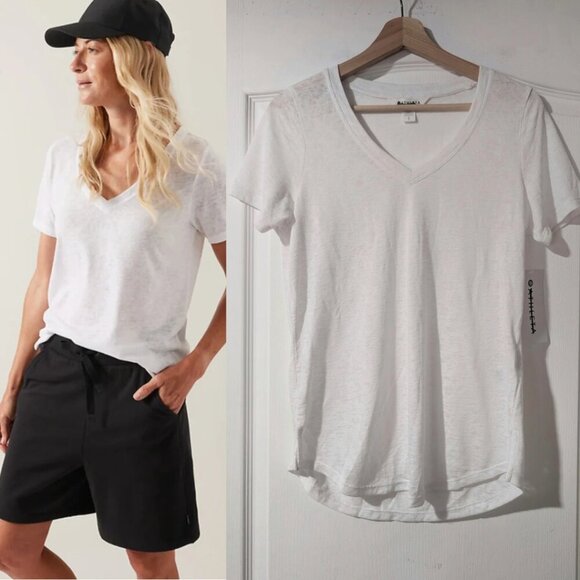 Athleta | Breezy Scoop V Tee In Bright White - Picture 1 of 13